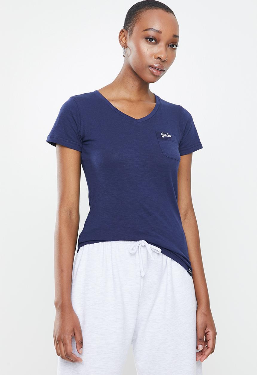 Aca Joe - Aca joe slub v neck T-shirt - navy