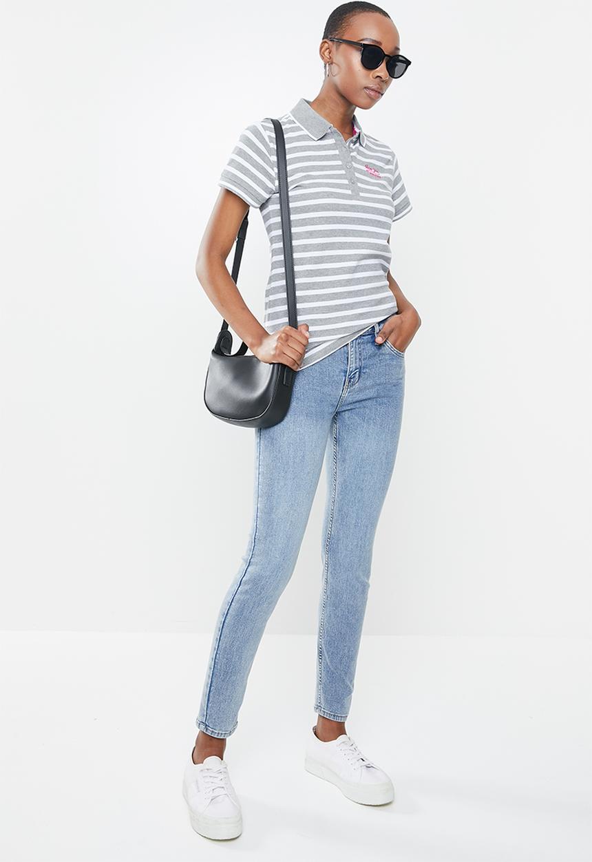 Aca Joe - Aca joe stripe golfer - grey & white
