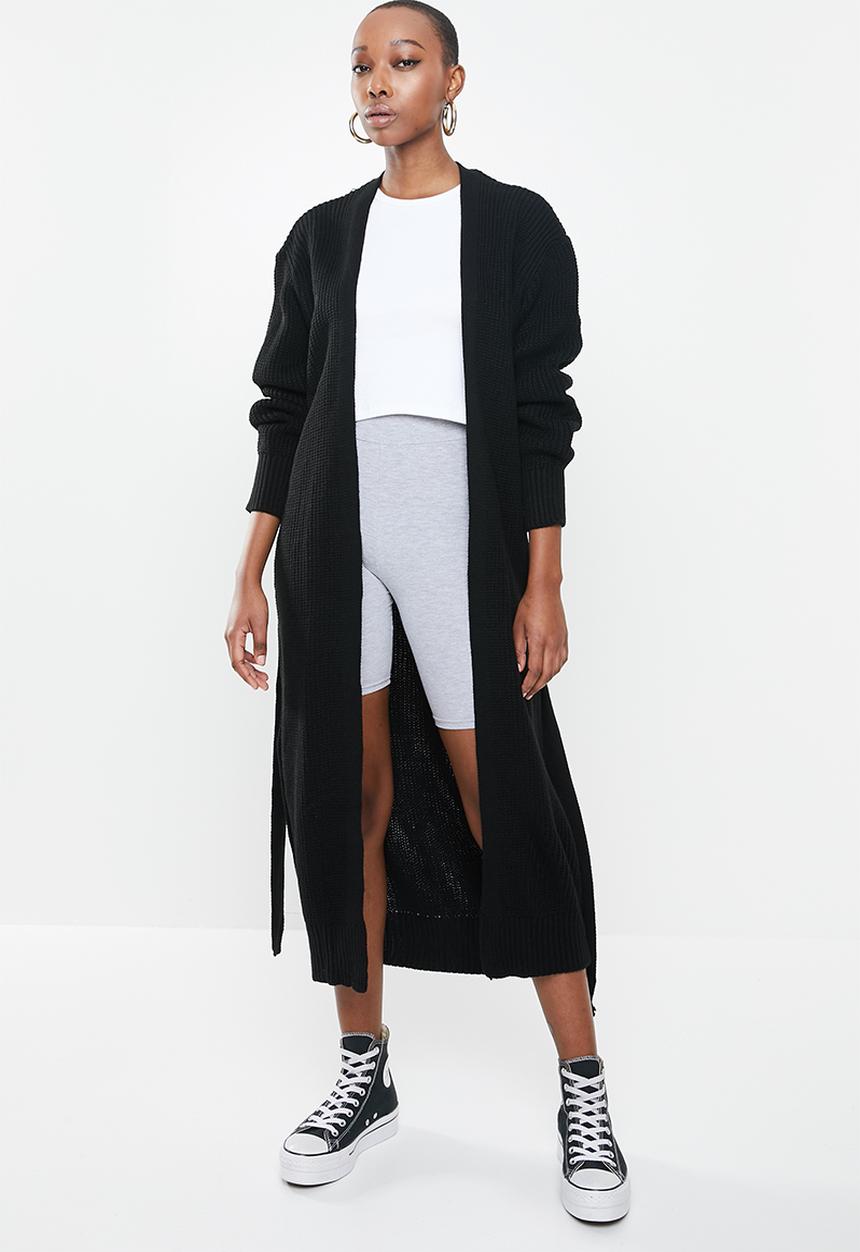Missguided - Belted maxi cardigan - black