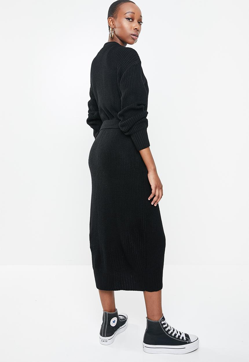 Missguided - Belted maxi cardigan - black