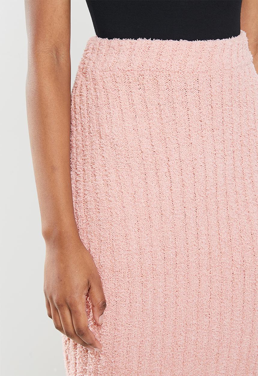Missguided - Fluffy ribbed midi skirt co-ord - blush
