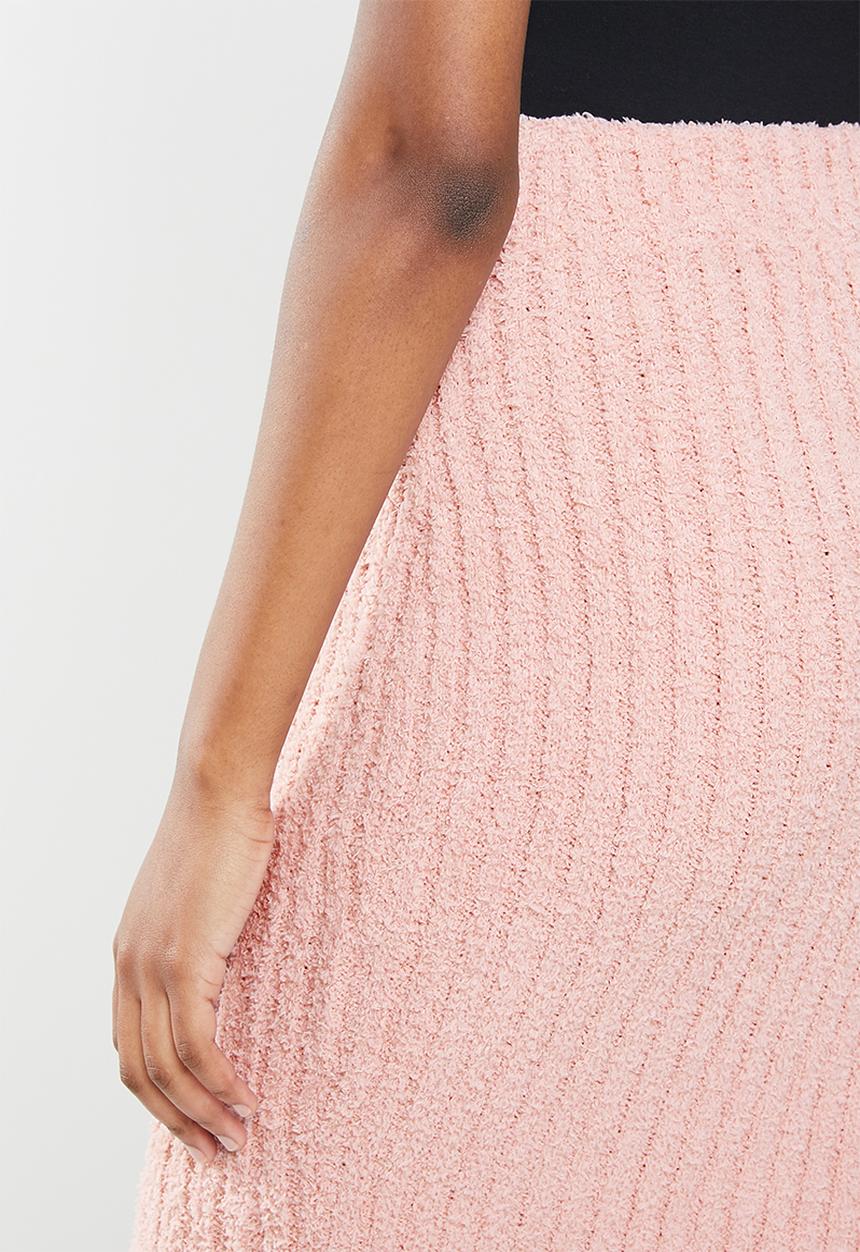 Missguided - Fluffy ribbed midi skirt co-ord - blush