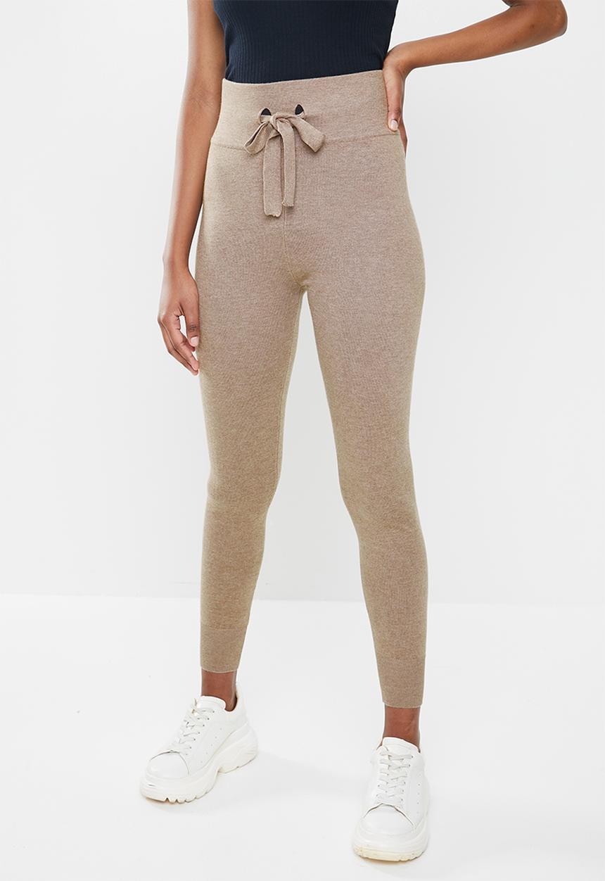 Missguided - High waisted tie front jogger - taupe