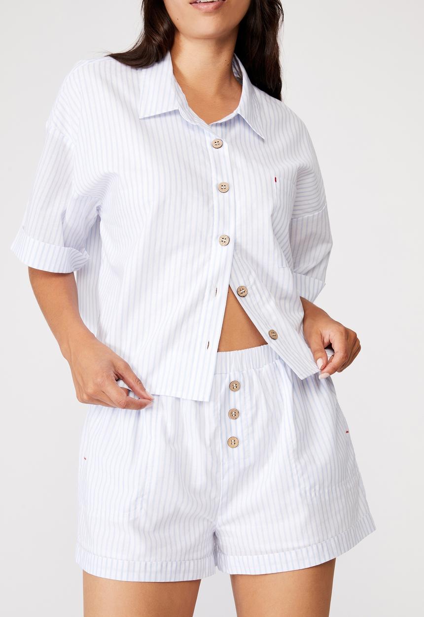 Cotton On - Washed woven sleep set - pyjama stripe