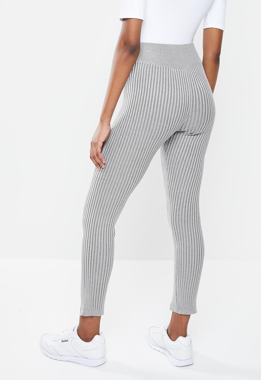 Missguided - 2 Tone ribbed split front leggings - grey