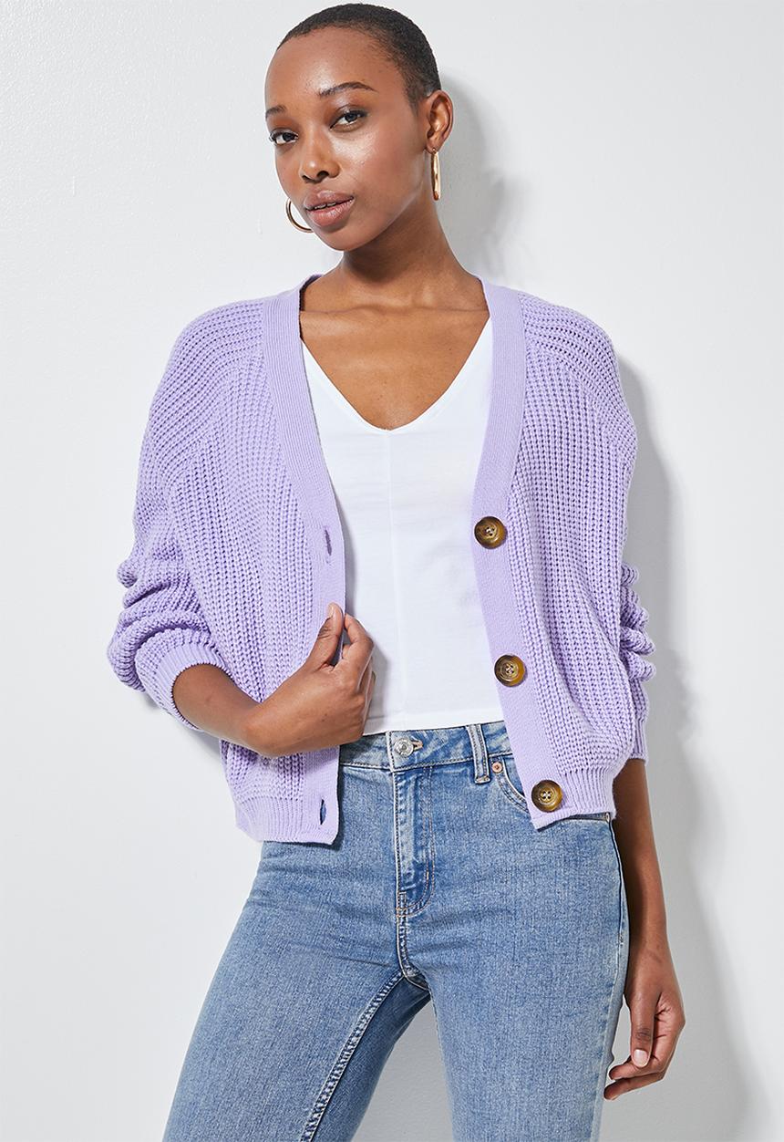 Superbalist - Knit crop cardigan - lilac