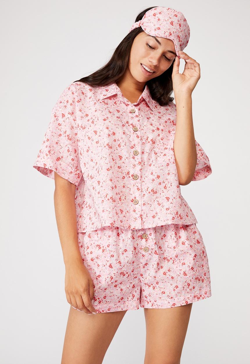 Cotton On - Washed woven sleep set - ditsy texture