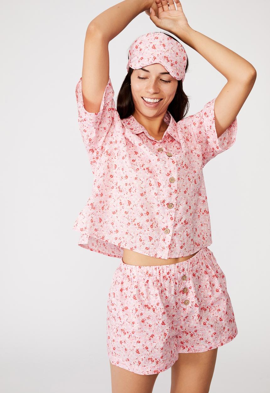 Cotton On - Washed woven sleep set - ditsy texture