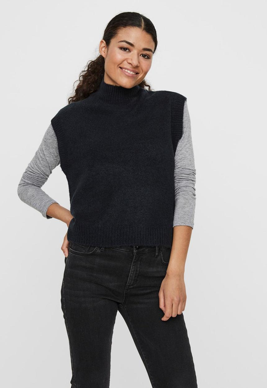 Vero Moda - Lefile sleeveless highneck vest boo - black