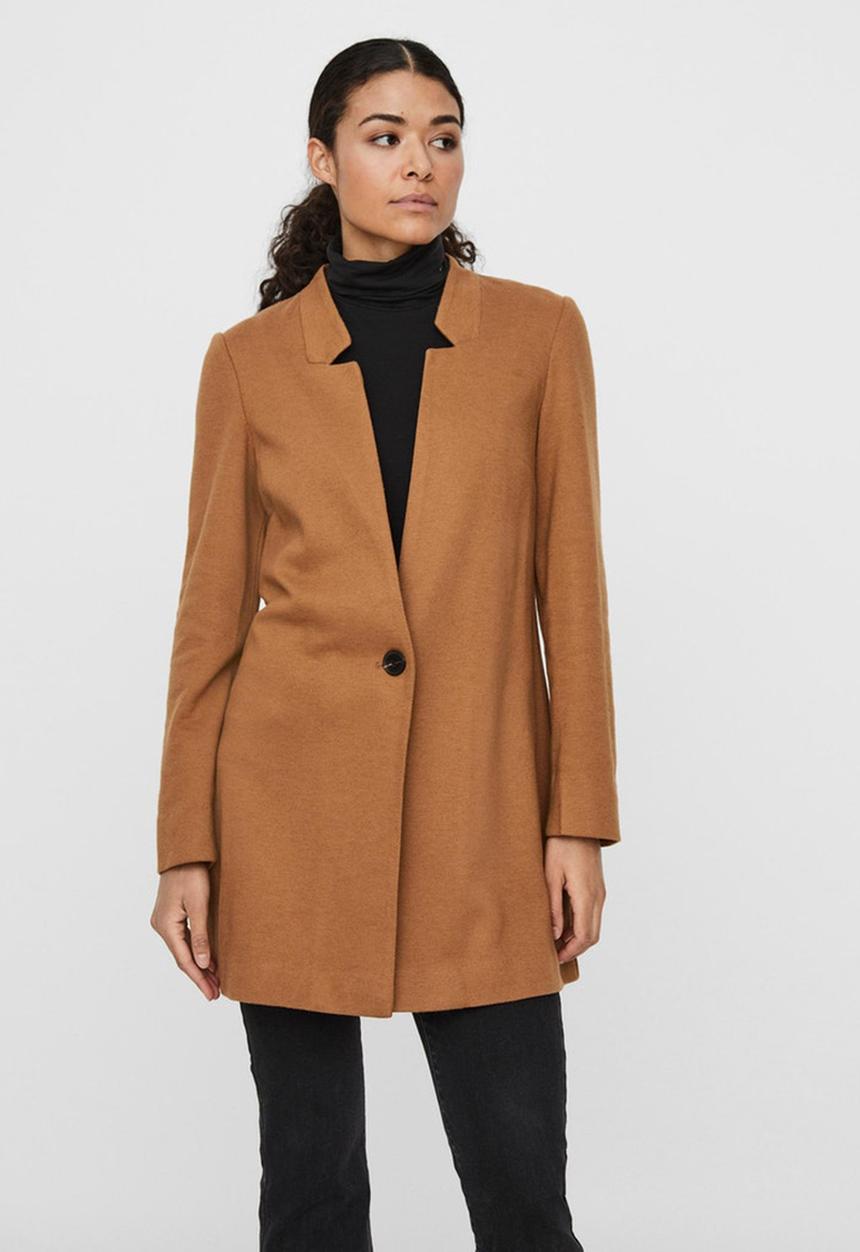 Vero Moda - Reva long sleeve long blazer - brown