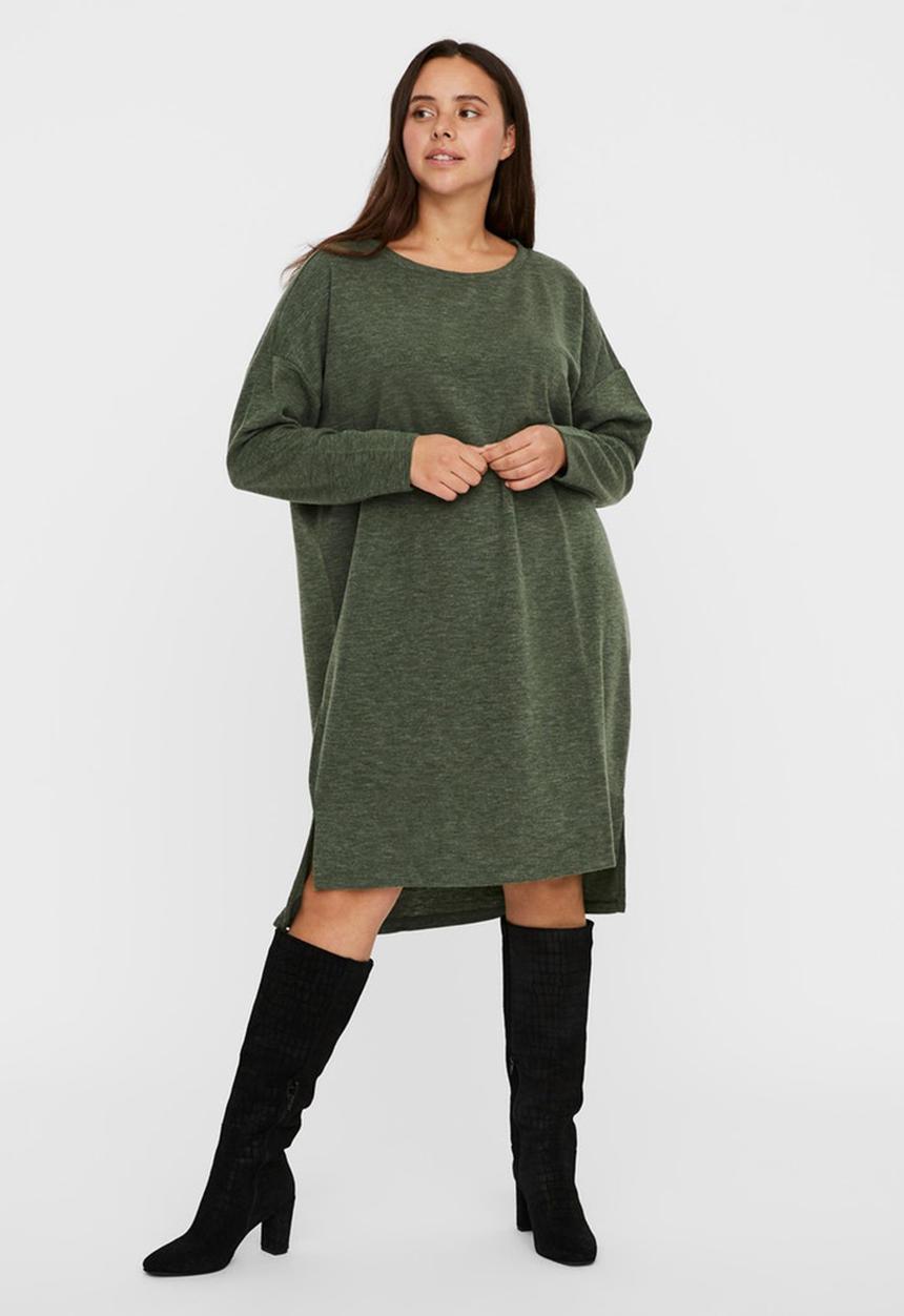 Vero Moda - Curve amaimarco long sleeve o-neck dress - black forest