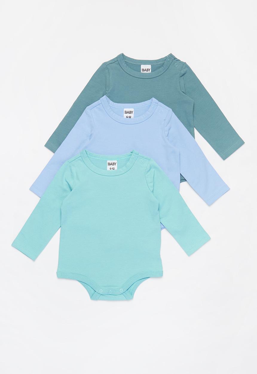 Cotton On - 3 Pack long sleeve bubbysuit - blue 
