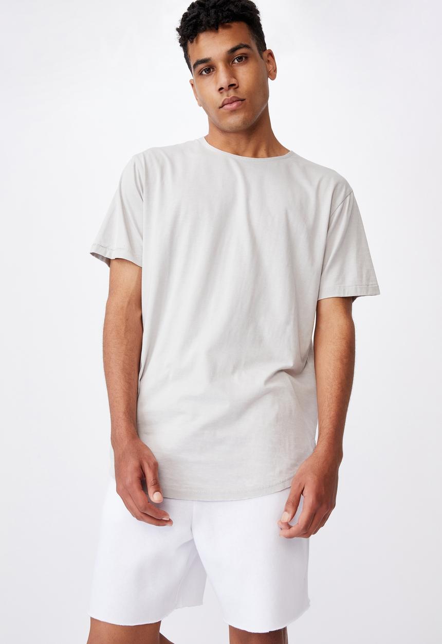 Factorie - Longline curved washed t shirt - microchip grey