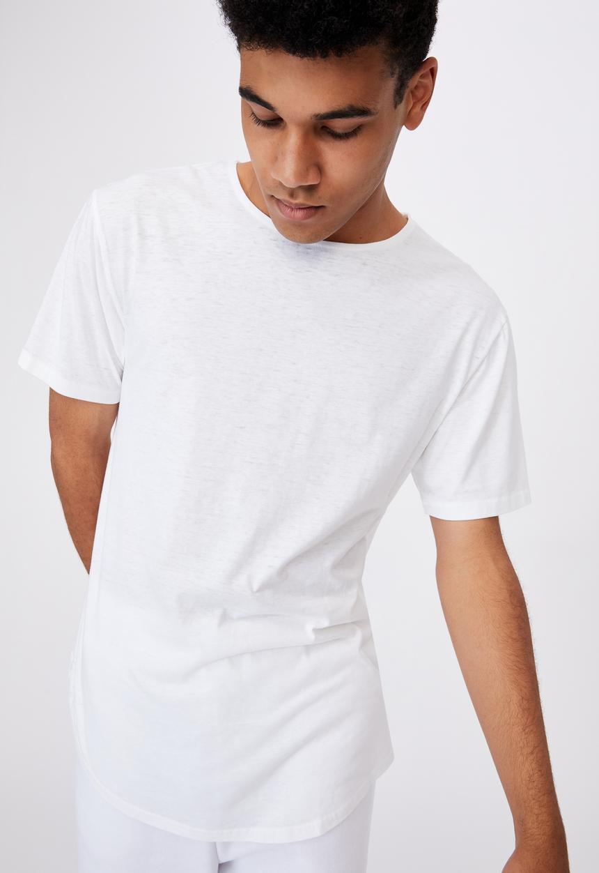 Factorie - Longline curved washed t shirt - white