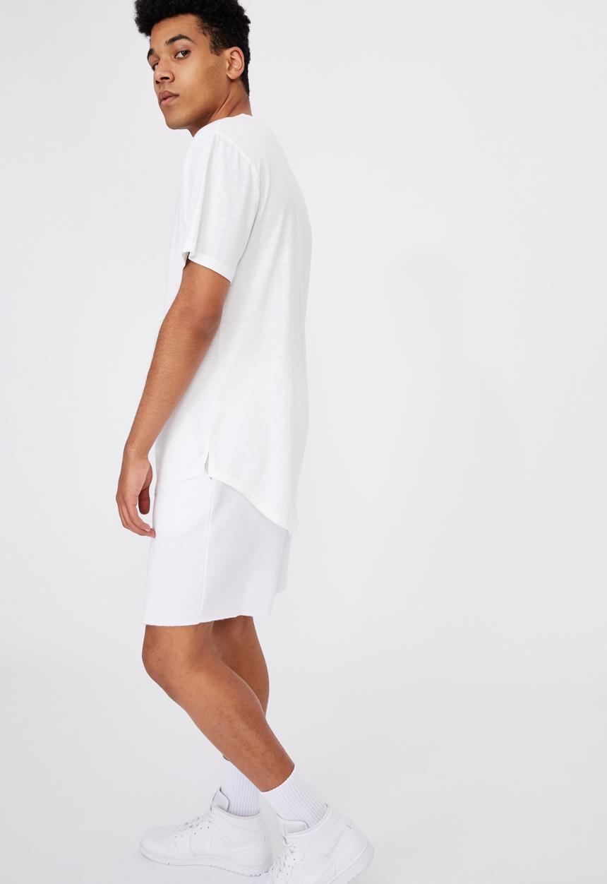 Factorie - Longline curved washed t shirt - white
