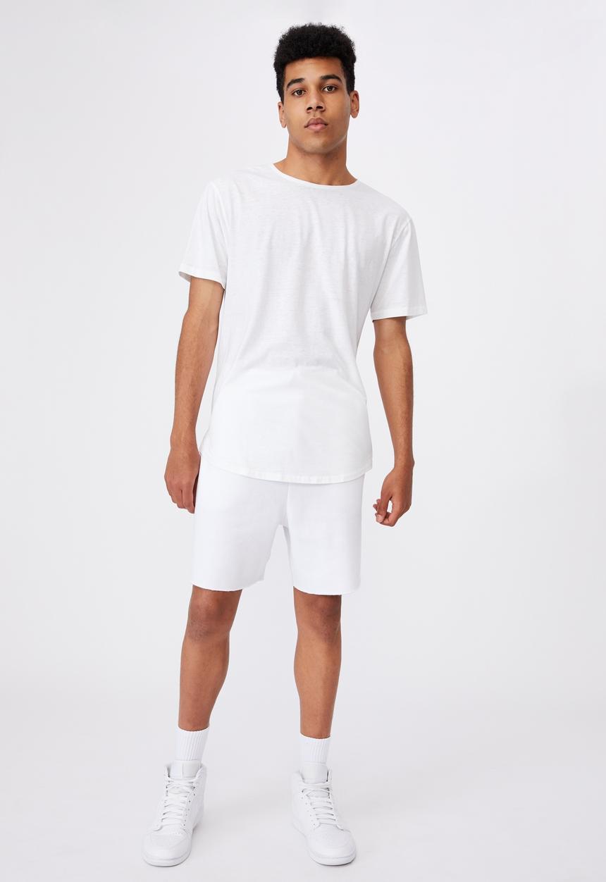Factorie - Longline curved washed t shirt - white