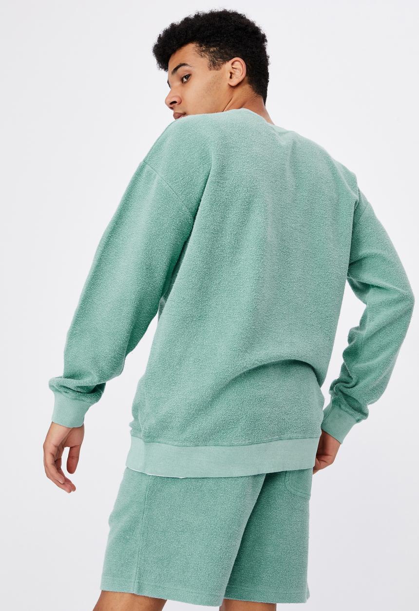 Factorie - Reverse fleece crew - washed cool mint