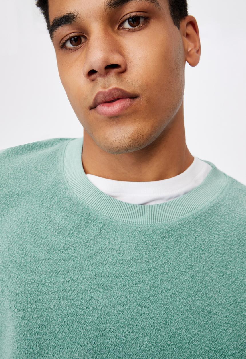 Factorie - Reverse fleece crew - washed cool mint