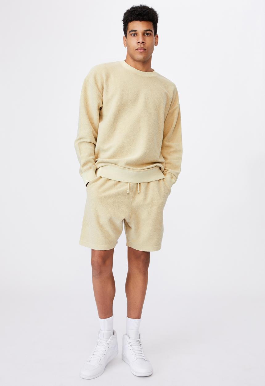 Factorie - Reverse fleece track short - washed sand