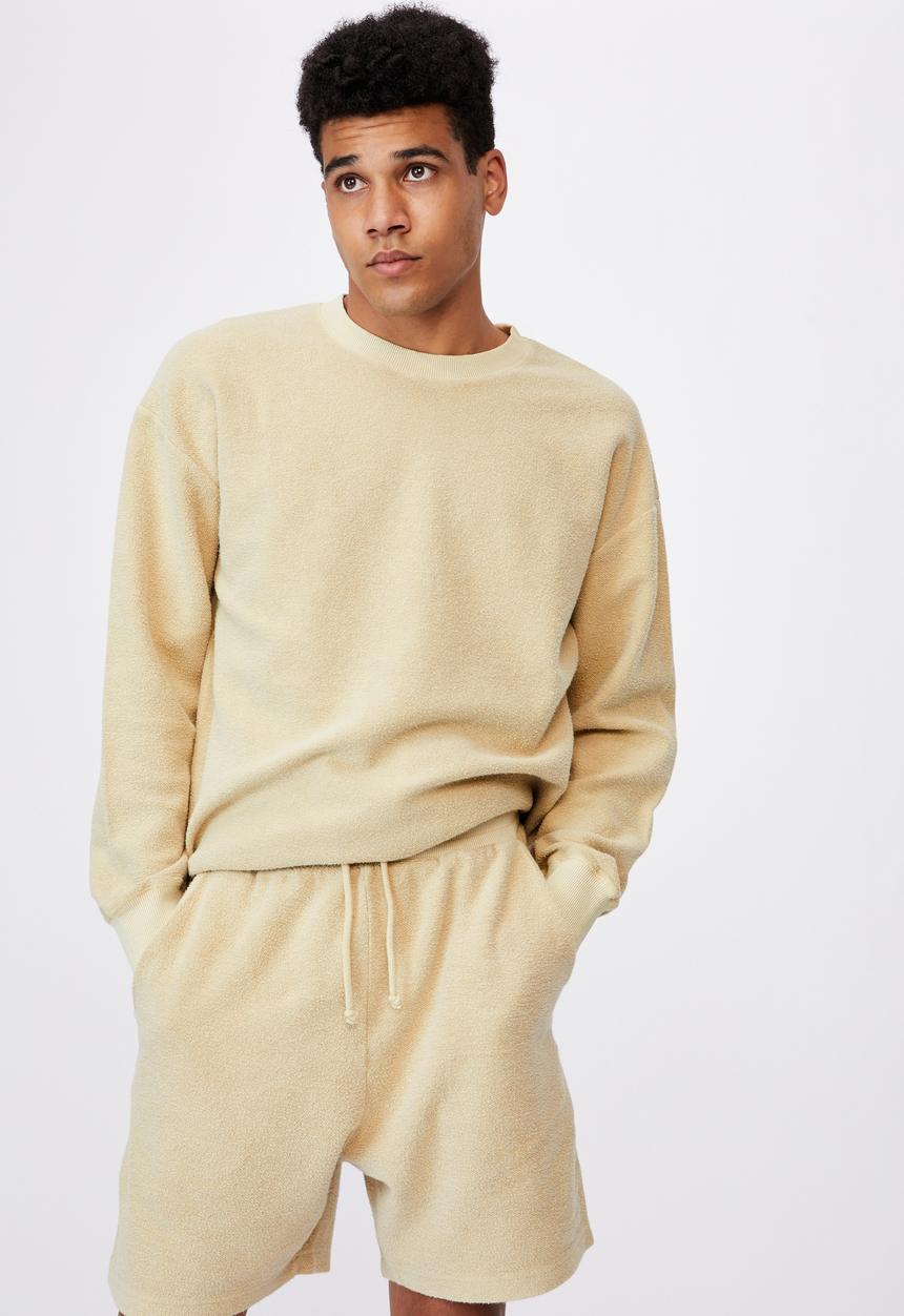 Factorie - Reverse fleece track short - washed sand