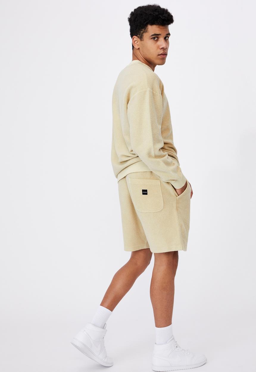 Factorie - Reverse fleece track short - washed sand