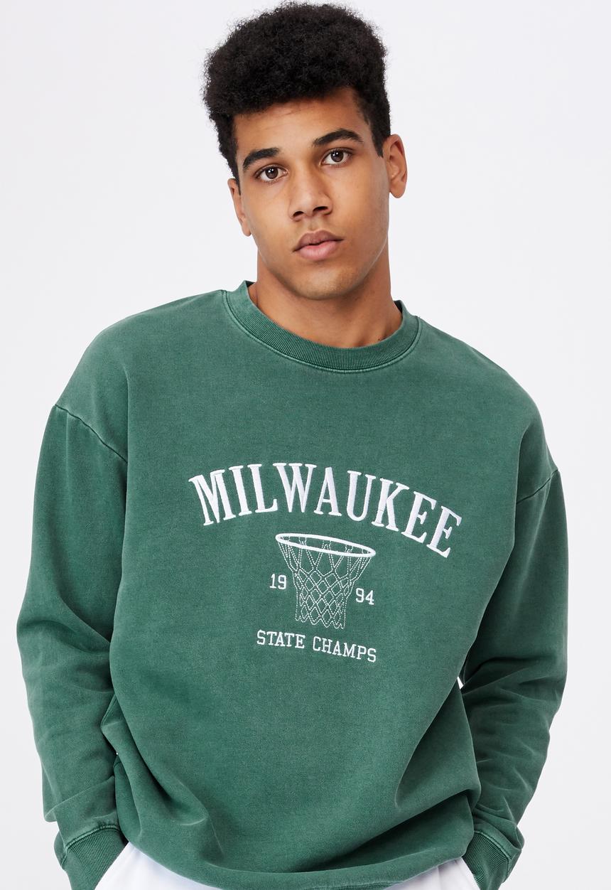 Factorie - Elite oversized crew - washed pine teal/milwaukee
