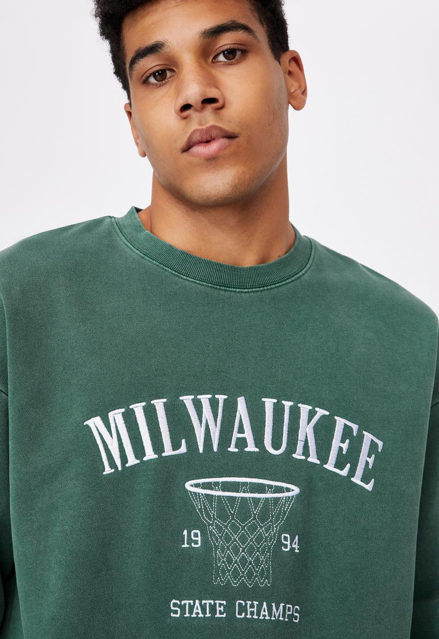 Factorie - Elite oversized crew - washed pine teal/milwaukee