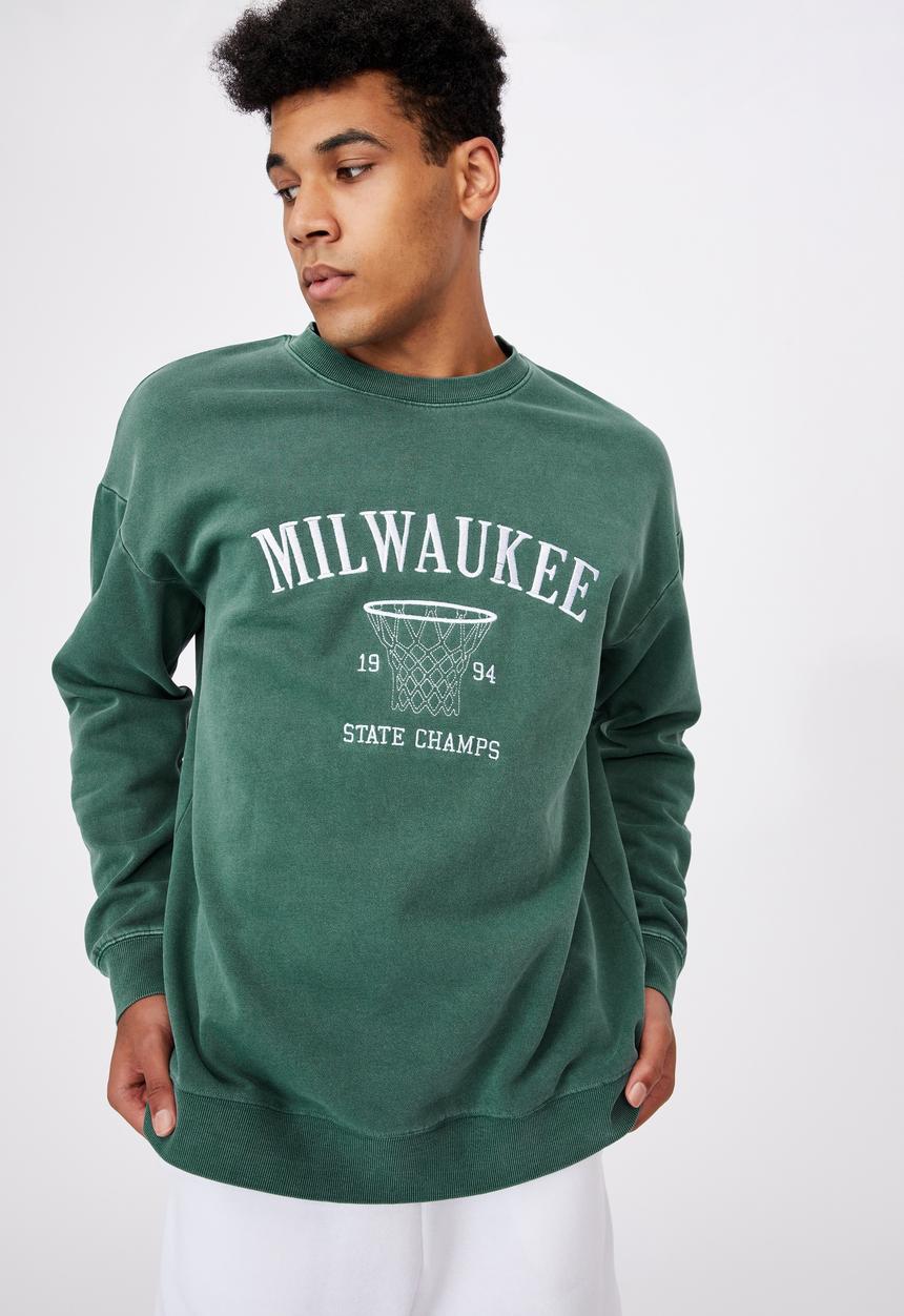 Factorie - Elite oversized crew - washed pine teal/milwaukee