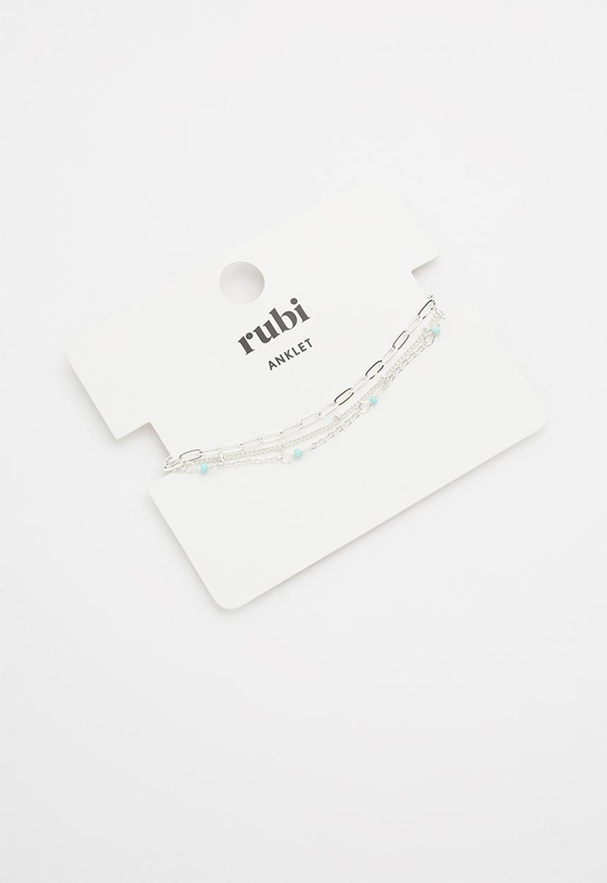 Rubi - Holiday layered anklet - silver