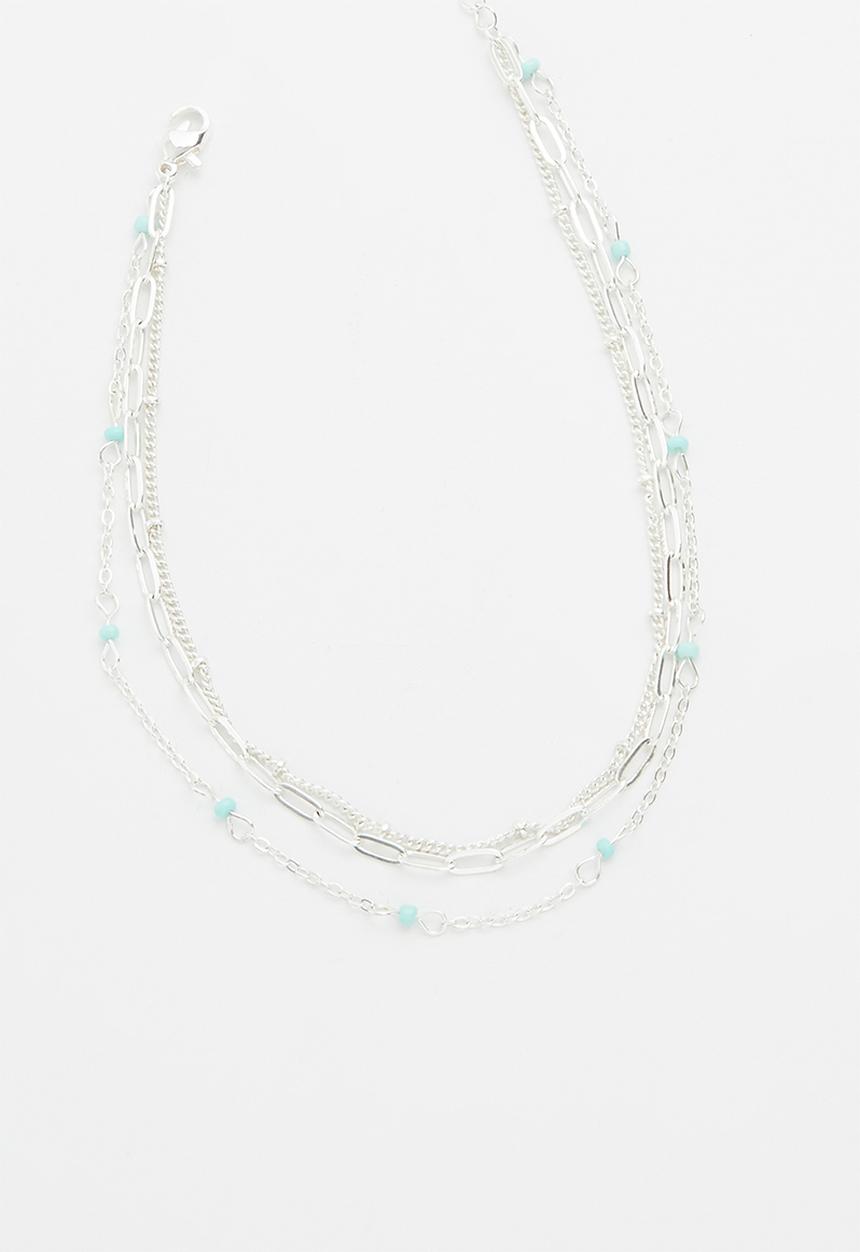 Rubi - Holiday layered anklet - silver