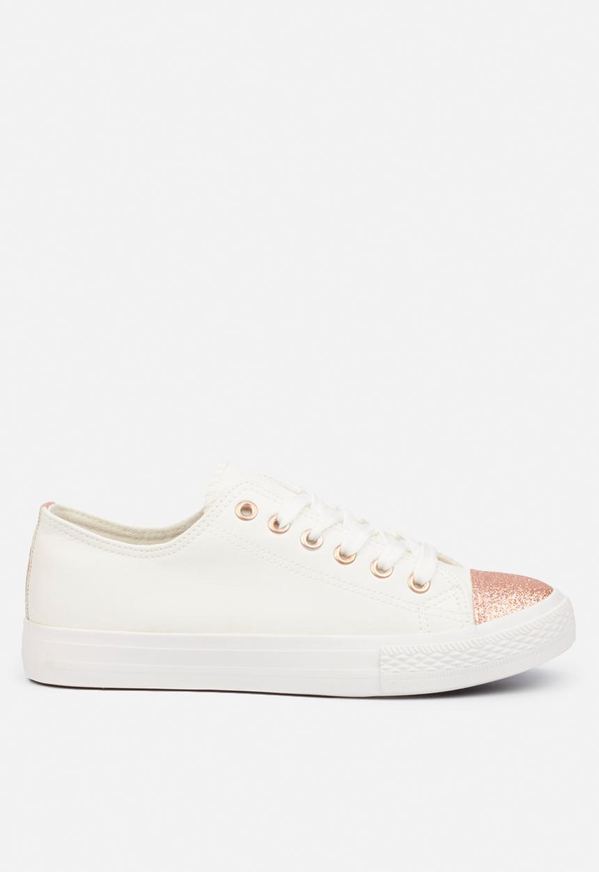 Miss Black - Baker 9 sneaker - rose gold & white 