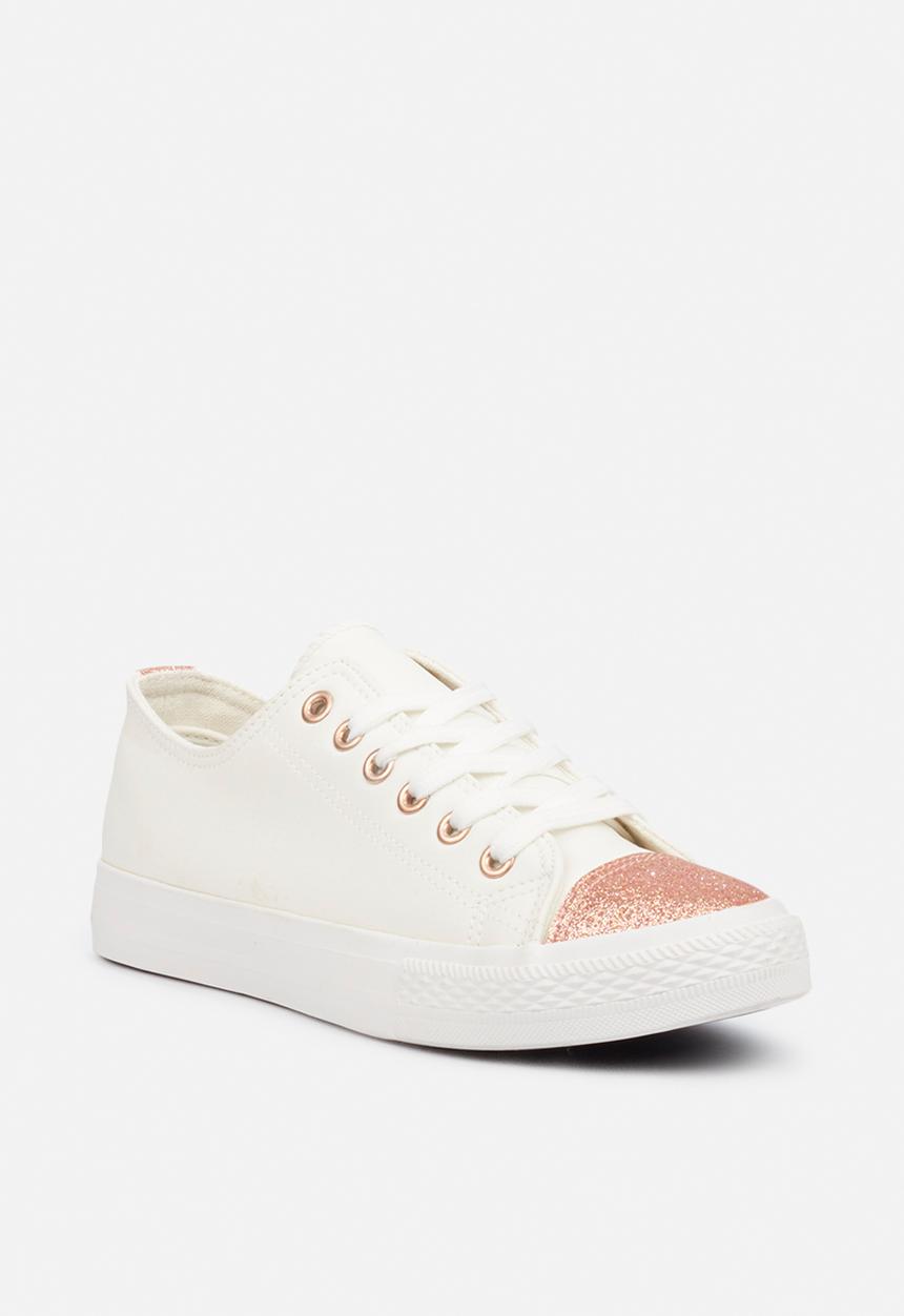 Miss Black - Baker 9 sneaker - rose gold & white 