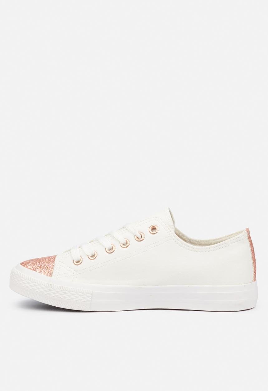 Miss Black - Baker 9 sneaker - rose gold & white 