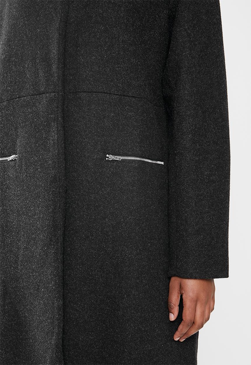 edit - Textured structured melton coat - black 