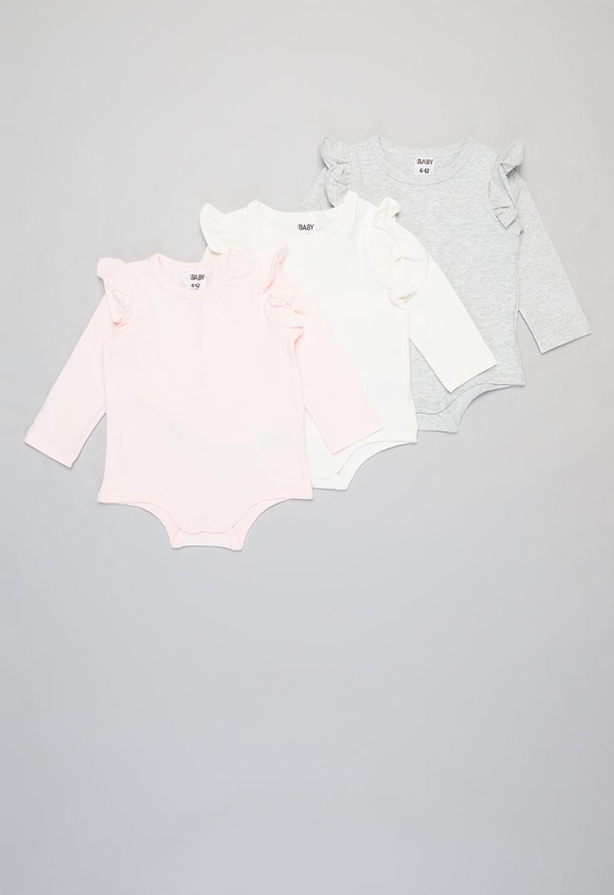 Cotton On - 3 Pack long sleeve ruffle bubbysuit - multi