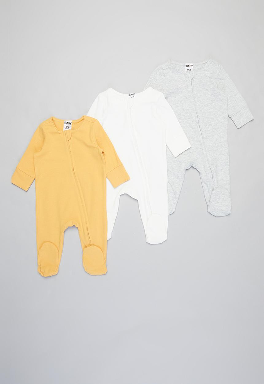 Cotton On - 3 Pack long sleeve zip romper - multi