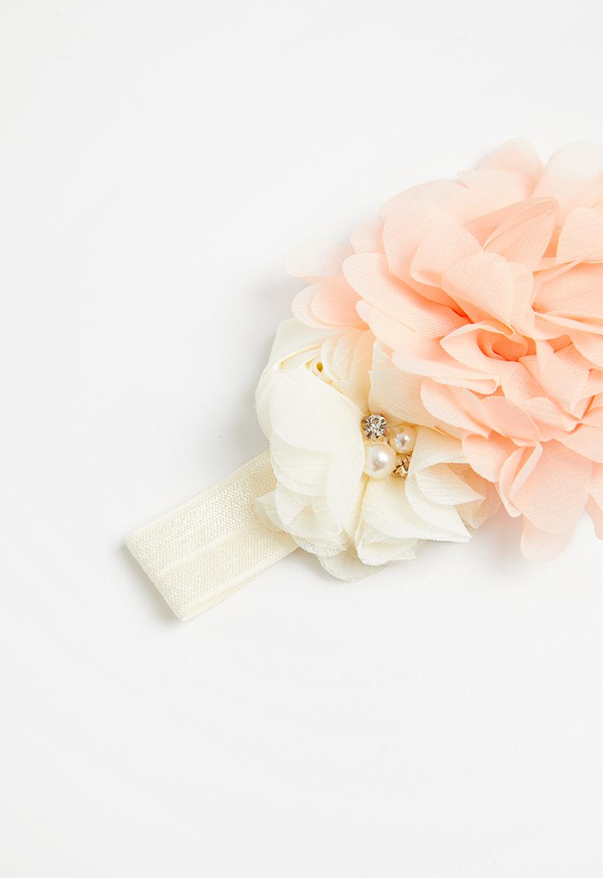 Pop Candy - Girls flower headband - peach & cream 