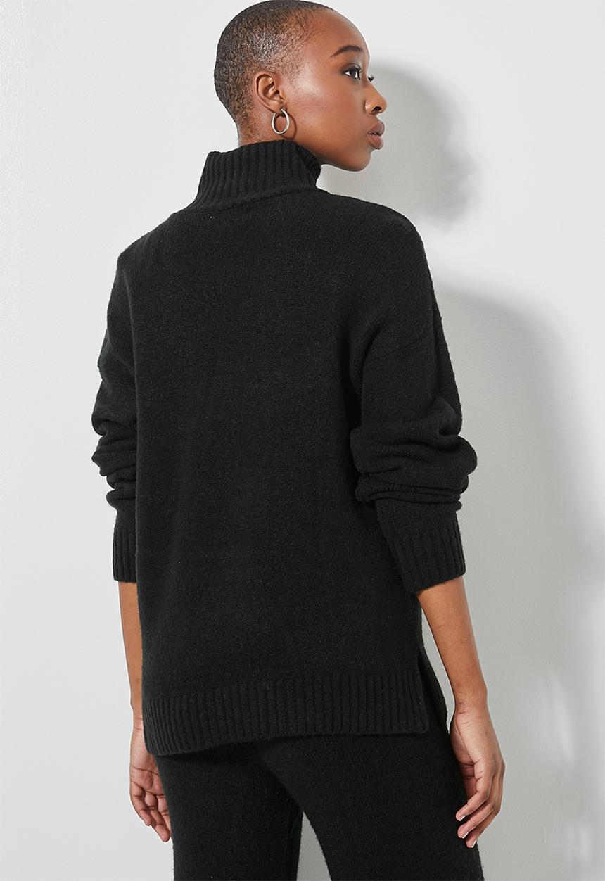 Superbalist - Soft touch funnel neck - black