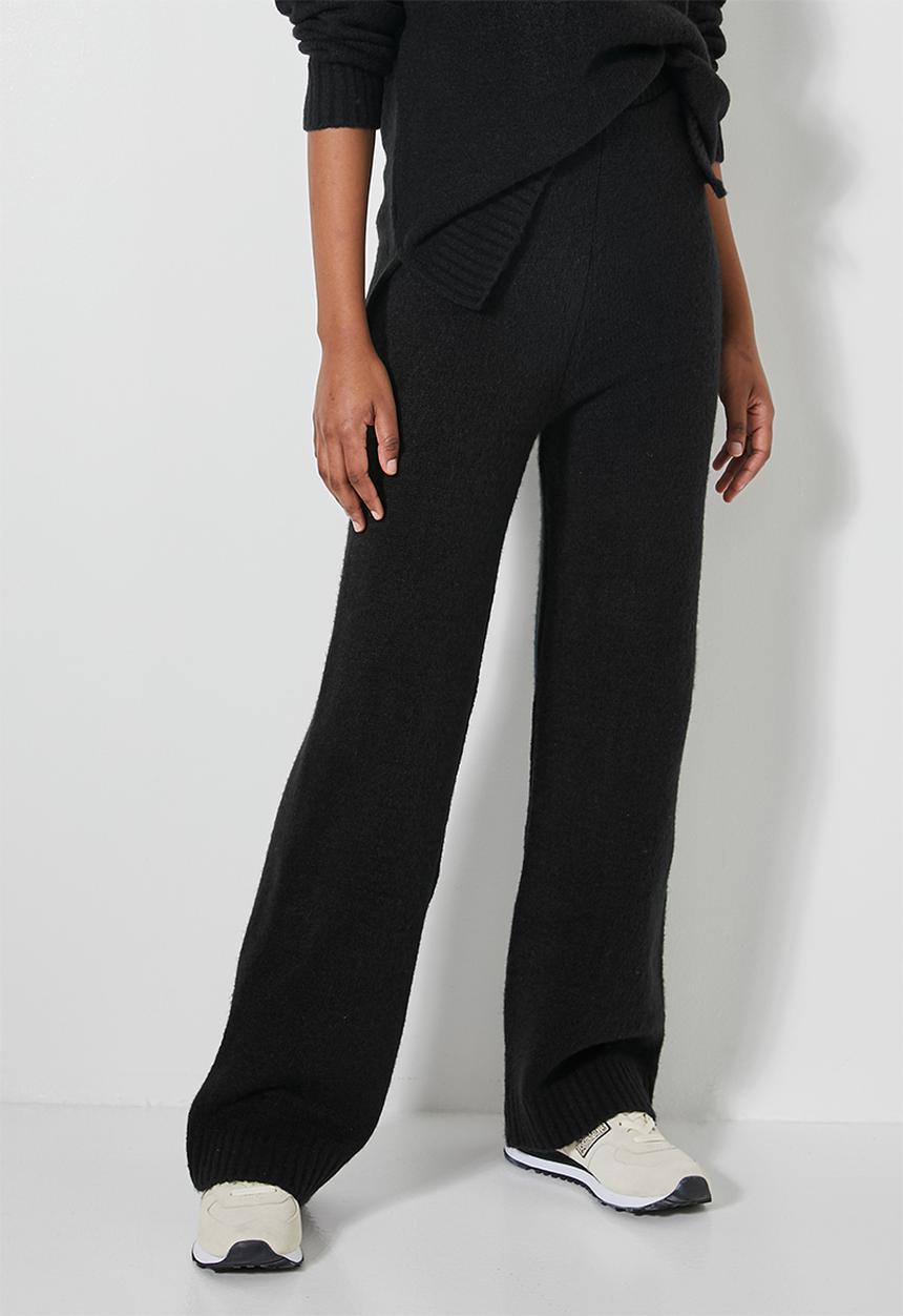 Superbalist - Wide leg knitwear pants - black