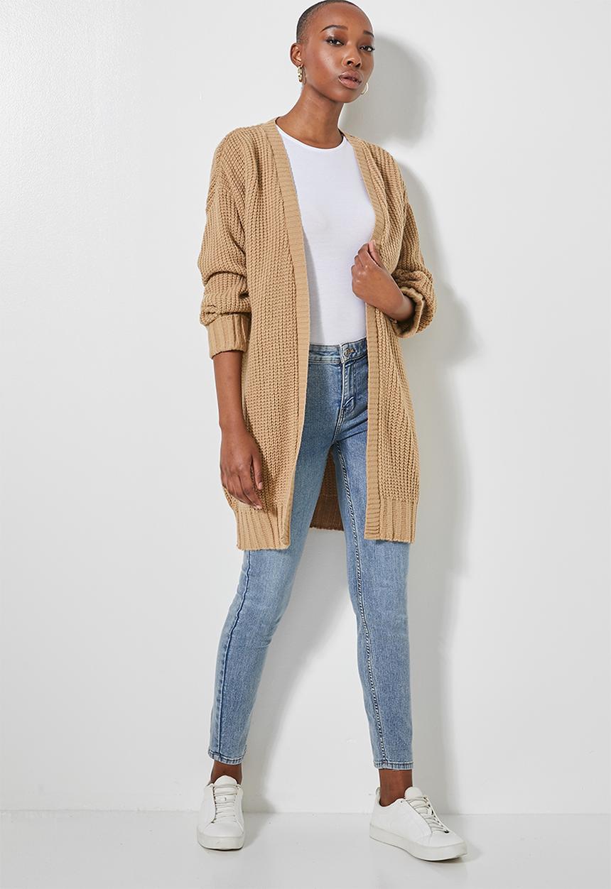 Superbalist - Chunky knit cardi - taupe