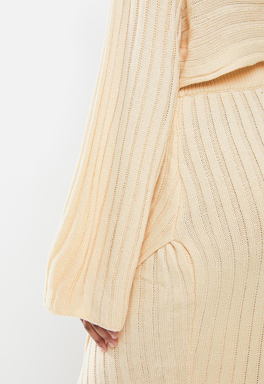 Missguided - Asymmetric roll neck jumper co ord - stone