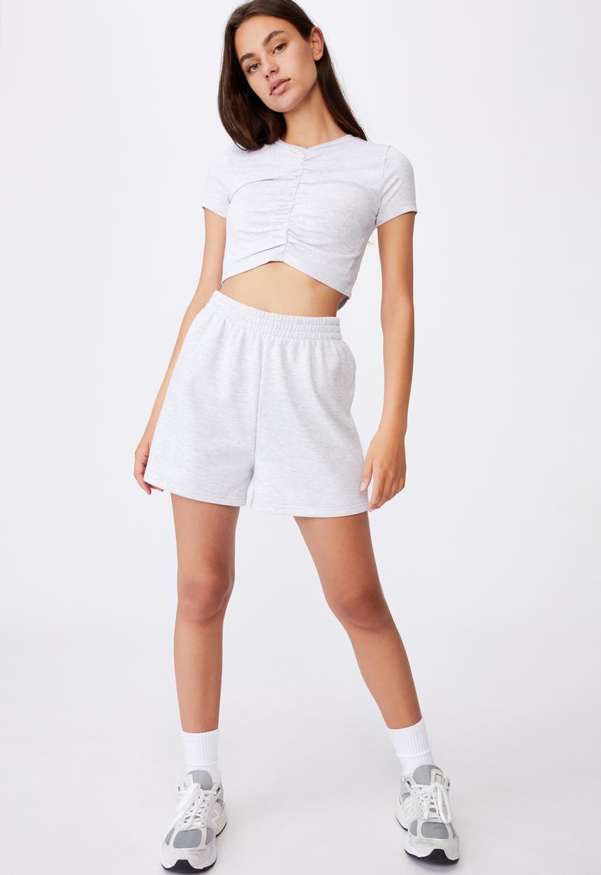 Factorie - Cinch front short sleeve top - grey