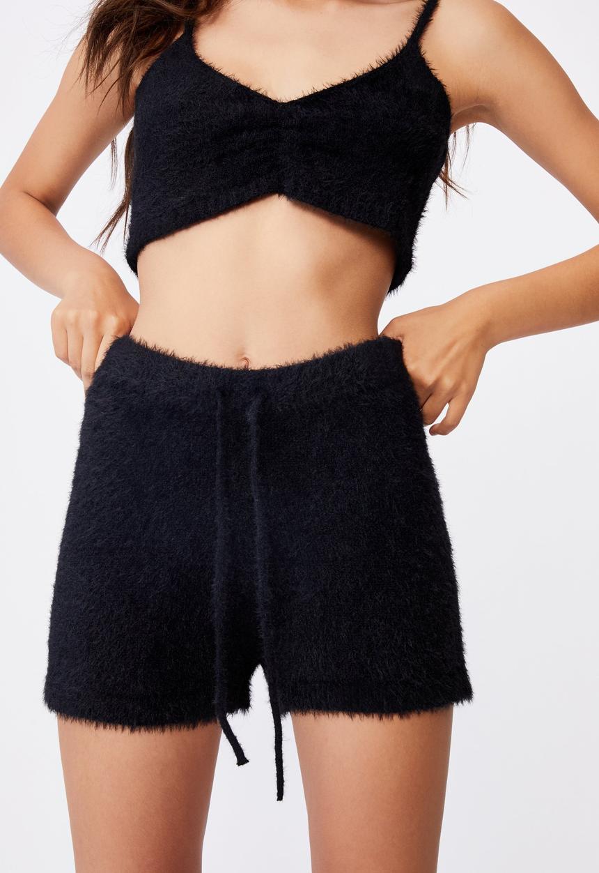 Factorie - Fluffy knit short - black