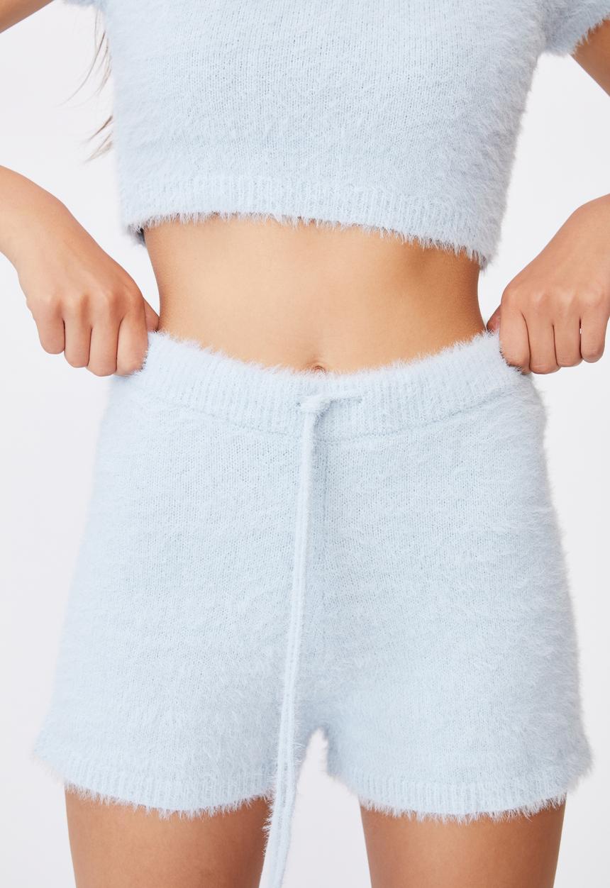 Factorie - Fluffy knit short - skyway blue