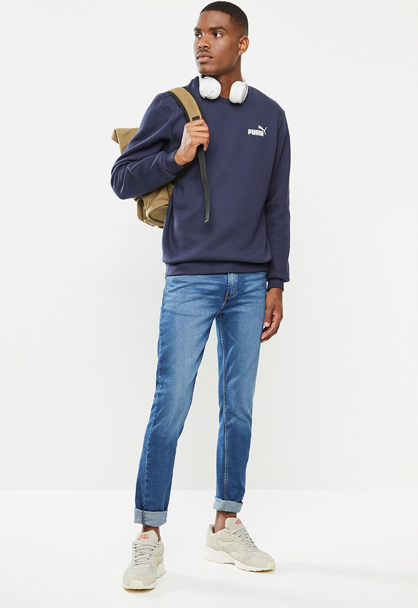 PUMA - Ess logo crew sweat fl - peacoat