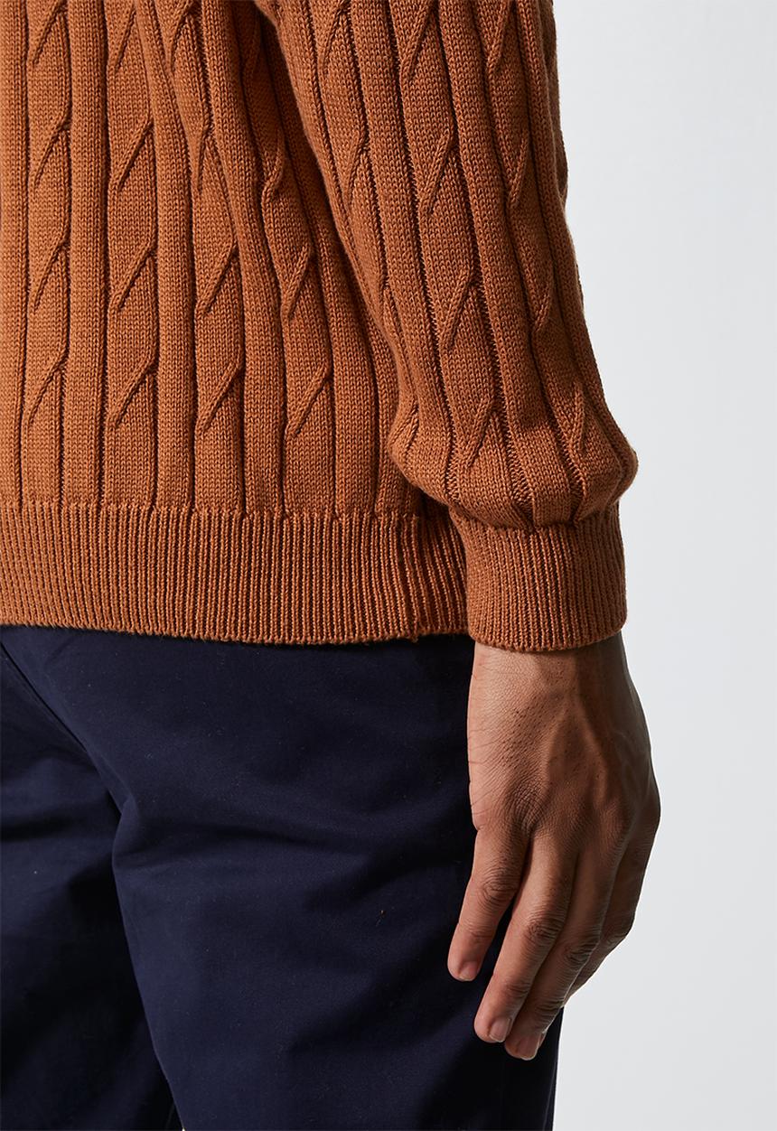 Superbalist - Regular fit cable knit jersey - tobacco