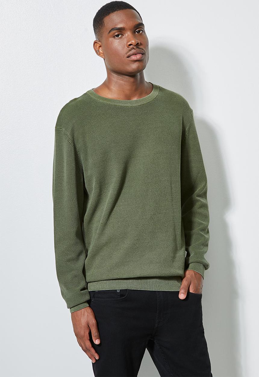 Superbalist - Pique crew neck knit - khaki green