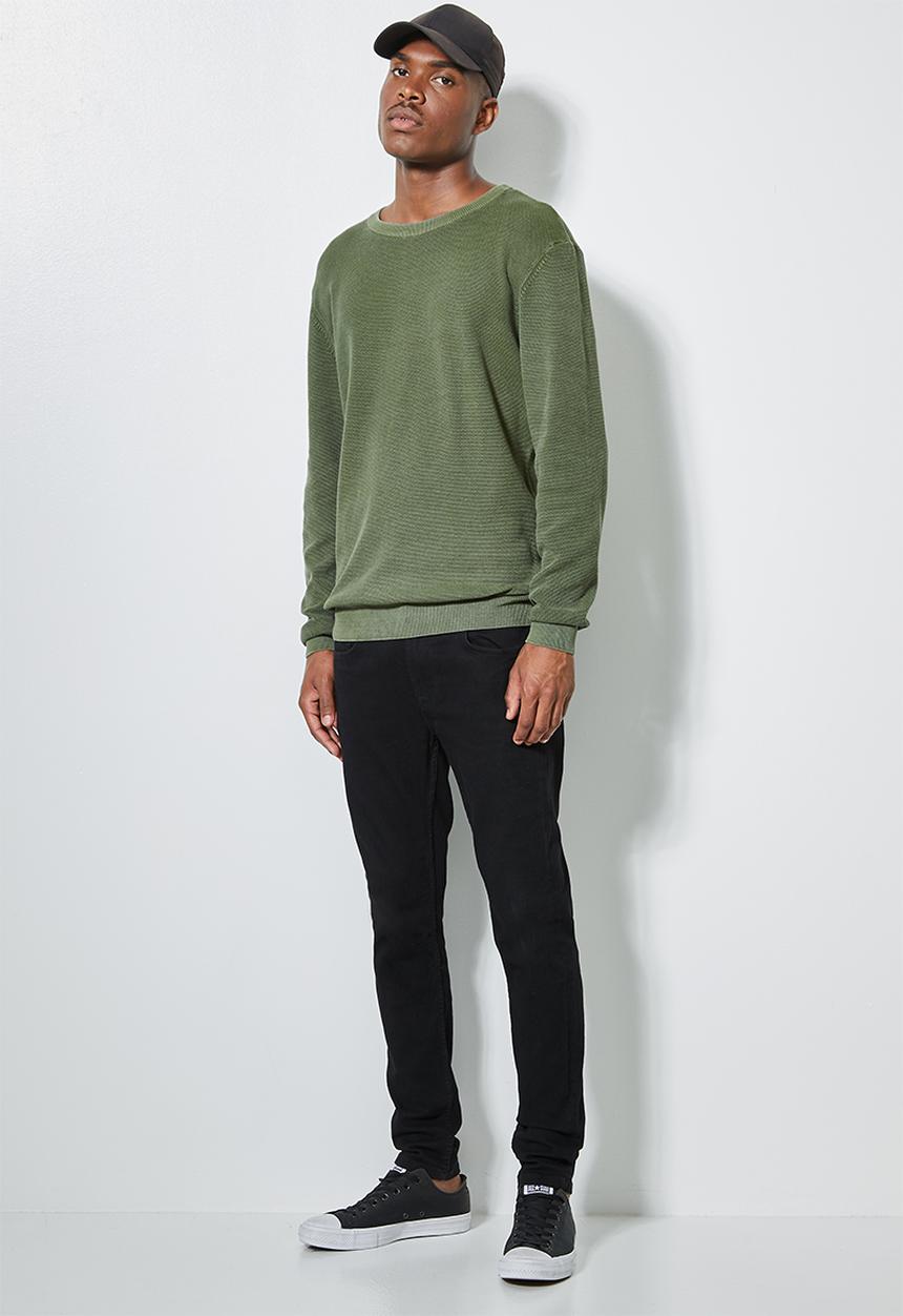 Superbalist - Pique crew neck knit - khaki green