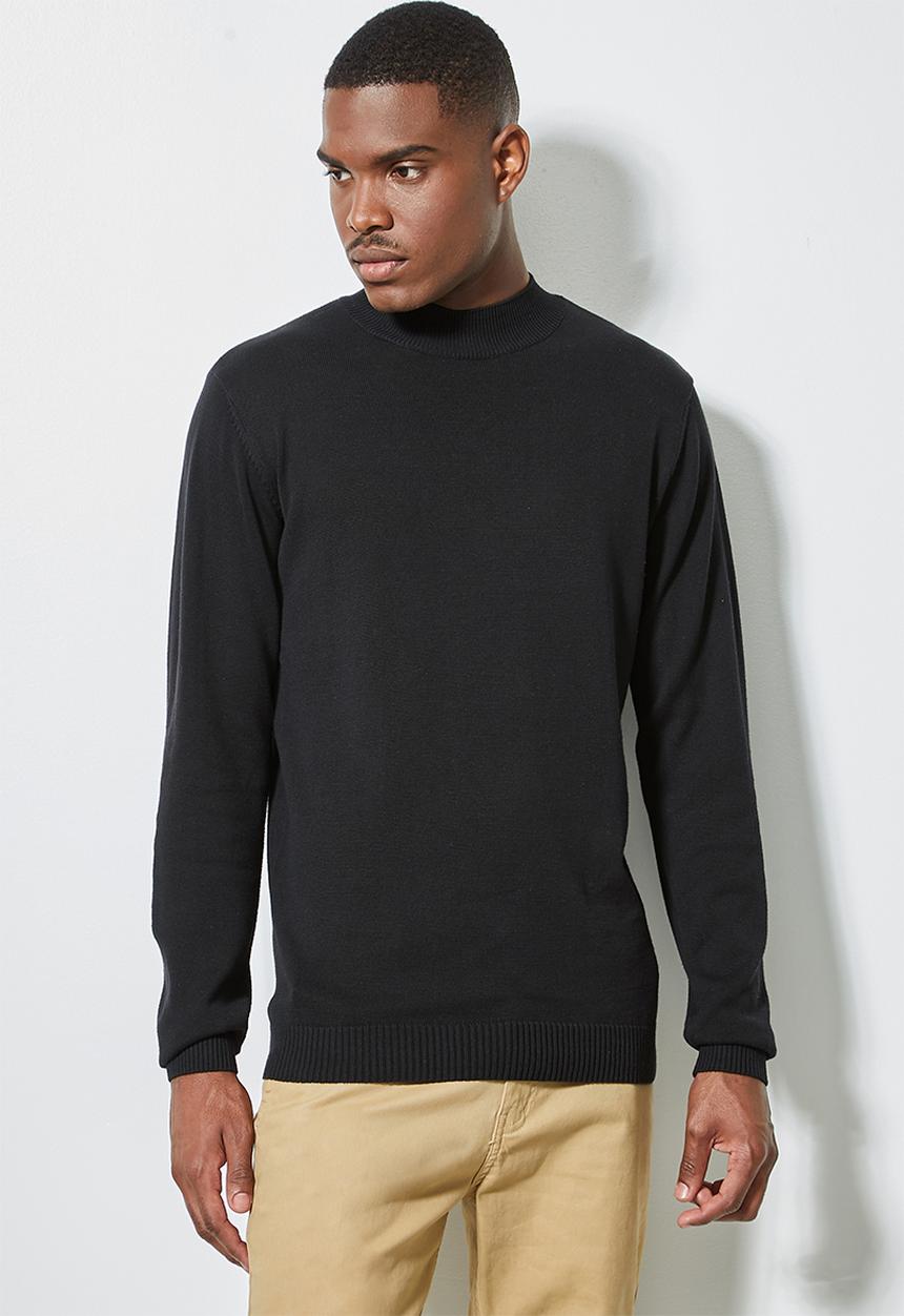 Superbalist - Slim fit high neck knit jersey - black