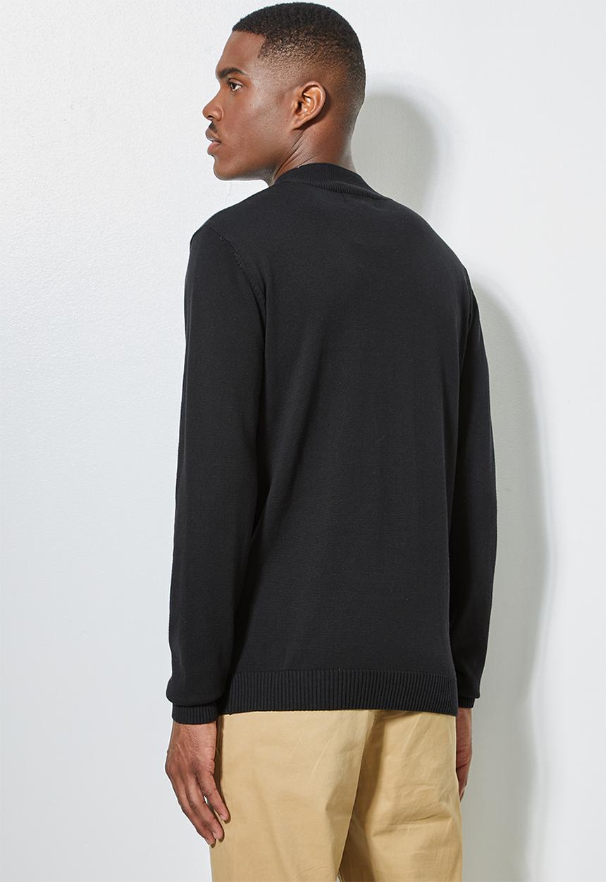 Superbalist - Slim fit high neck knit jersey - black